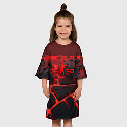 Платье клеш для девочки CS GO red neon texture, цвет: 3D-принт — фото 2