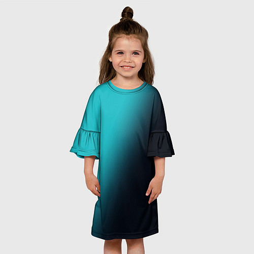 Детское платье Градиент бирюзовый диагональ / 3D-принт – фото 3