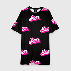 Платье клеш для девочки Логотип Кен - патерн, цвет: 3D-принт