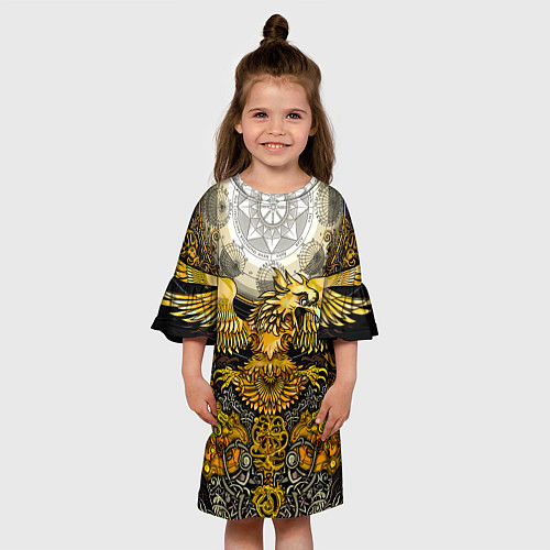 Детское платье Золотой орёл - славянский орнамент / 3D-принт – фото 3