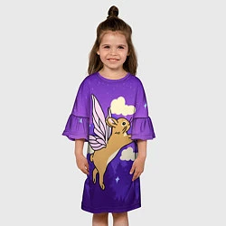 Платье клеш для девочки Лунный кролик с крыльями, цвет: 3D-принт — фото 2