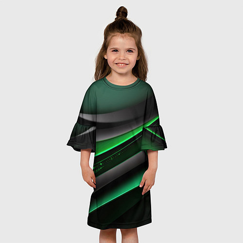 Детское платье Black green line / 3D-принт – фото 3