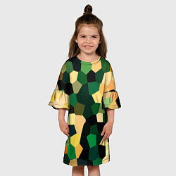 Платье клеш для девочки Мозаика зелёный, цвет: 3D-принт — фото 2