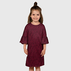 Платье клеш для девочки Текстура тёмно-красный, цвет: 3D-принт — фото 2