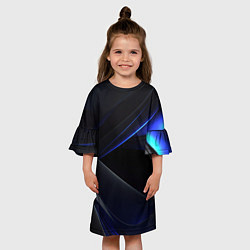 Платье клеш для девочки Black blue background, цвет: 3D-принт — фото 2