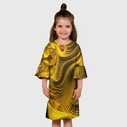 Платье клеш для девочки Объемная желтая текстура, цвет: 3D-принт — фото 2