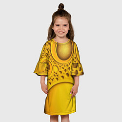 Платье клеш для девочки Желтая объемная текстура, цвет: 3D-принт — фото 2