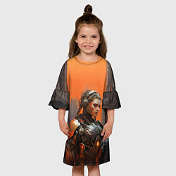 Платье клеш для девочки Девушка киборг в броне, цвет: 3D-принт — фото 2
