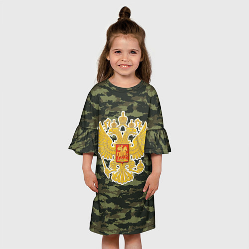 Детское платье Россия - герб и камуфляж / 3D-принт – фото 3