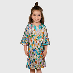 Платье клеш для девочки Мозайка мелкая разноцветная, цвет: 3D-принт — фото 2