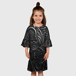 Платье клеш для девочки Объемная черная текстура из кожи, цвет: 3D-принт — фото 2