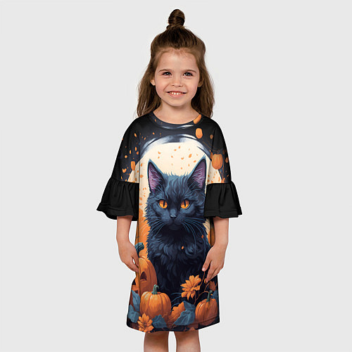 Детское платье Котик и тыквы - хеллоуин / 3D-принт – фото 3