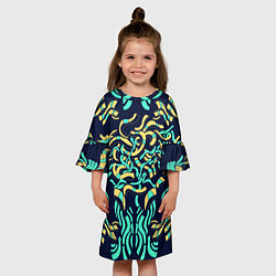 Платье клеш для девочки Киберпанк переплетения, цвет: 3D-принт — фото 2