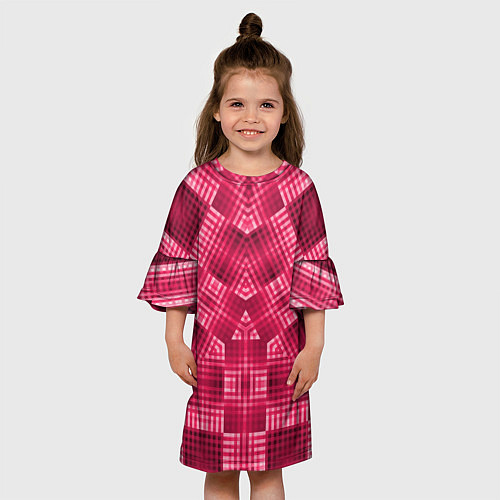 Детское платье Геометрический узор арт-деко в красных тонах / 3D-принт – фото 3