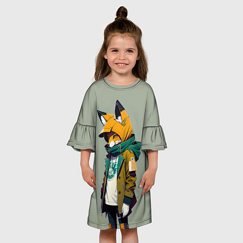 Детское платье Молодая лисичка - городской стиль / 3D-принт – фото 3