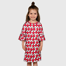 Платье клеш для девочки Ретро звёзды красные, цвет: 3D-принт — фото 2