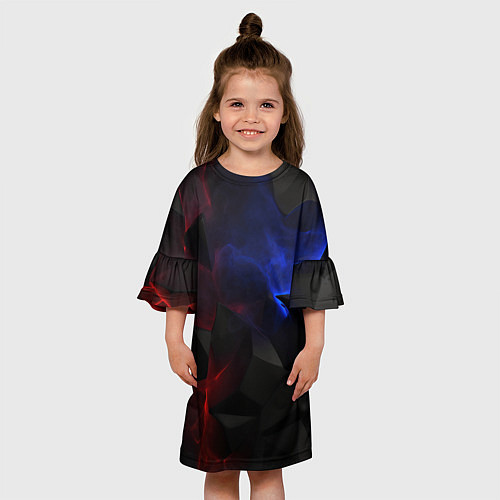 Детское платье Синие черные красные плиты / 3D-принт – фото 3