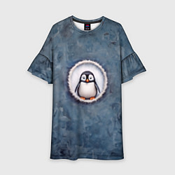 Платье клеш для девочки Маленький забавный пингвинчик, цвет: 3D-принт