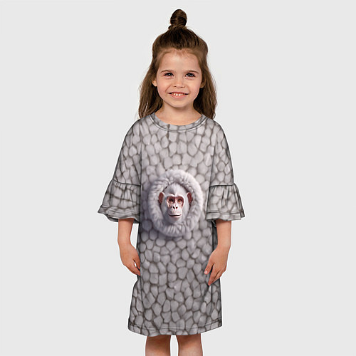 Детское платье Забавная белая обезьяна / 3D-принт – фото 3