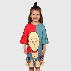 Платье клеш для девочки Saitama hero face, цвет: 3D-принт — фото 2