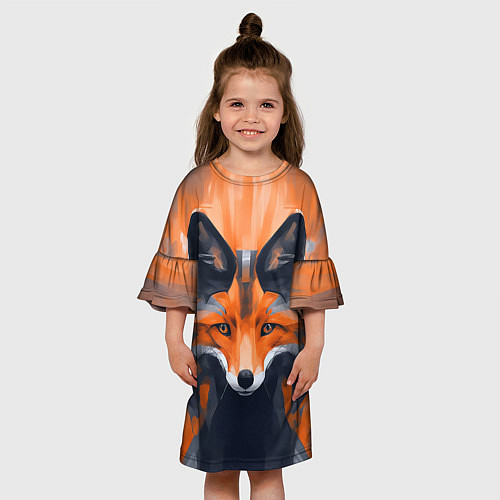 Детское платье Нарисованная огненная лиса / 3D-принт – фото 3