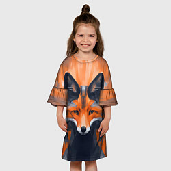 Платье клеш для девочки Нарисованная огненная лиса, цвет: 3D-принт — фото 2