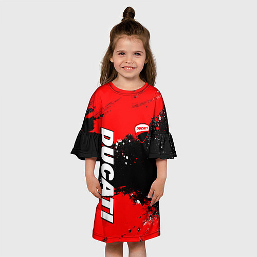 Детское платье Ducati - красная униформа с красками / 3D-принт – фото 3