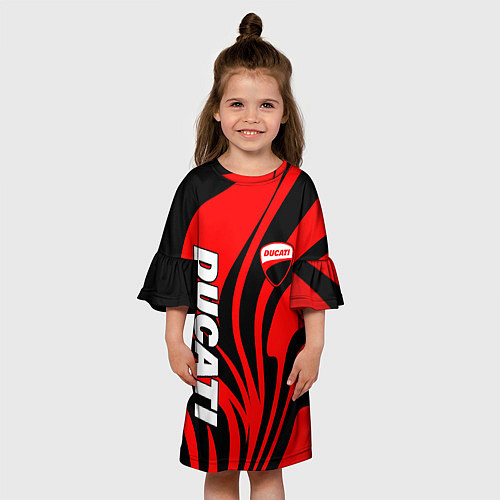 Детское платье Ducati - red stripes / 3D-принт – фото 3