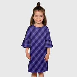 Платье клеш для девочки Синий тартан, цвет: 3D-принт — фото 2