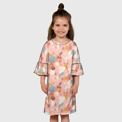Детское платье Разноцветные мазки, пятна в пастельных тонах / 3D-принт – фото 3
