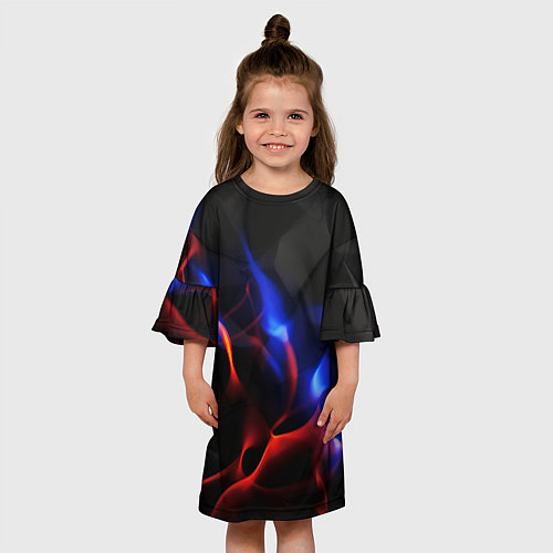 Детское платье Красное и синие свечение от черных плит / 3D-принт – фото 3