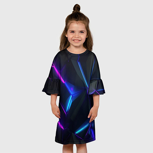 Детское платье Синий и фиолетовый неон / 3D-принт – фото 3