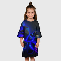 Платье клеш для девочки Разлом плит из неона, цвет: 3D-принт — фото 2