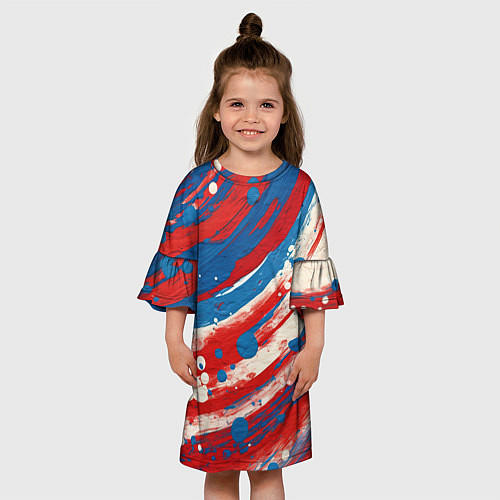 Детское платье Краски в цветах флага РФ / 3D-принт – фото 3