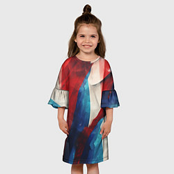 Платье клеш для девочки Абстракция в цветах флага РФ, цвет: 3D-принт — фото 2