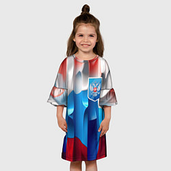 Платье клеш для девочки Синий герб РФ, цвет: 3D-принт — фото 2