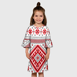 Платье клеш для девочки Удмуртская роспись, цвет: 3D-принт — фото 2