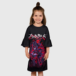 Платье клеш для девочки Аста режим демона - Черный Клевер, цвет: 3D-принт — фото 2