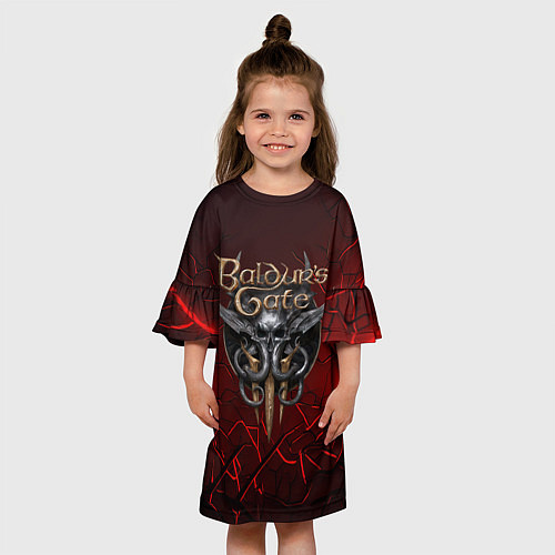 Детское платье Baldurs Gate 3 logo red / 3D-принт – фото 3