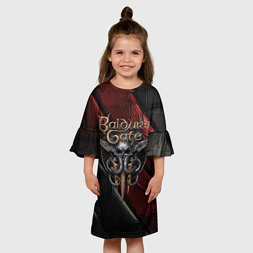 Детское платье Baldurs Gate 3 logo dark / 3D-принт – фото 3