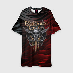 Платье клеш для девочки Baldurs Gate 3 logo dark red black, цвет: 3D-принт