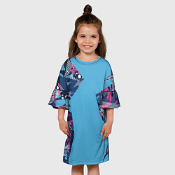 Платье клеш для девочки Цифровая река спортивный паттерн, цвет: 3D-принт — фото 2