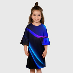 Платье клеш для девочки Синий градиент - нейросеть, цвет: 3D-принт — фото 2