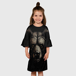 Платье клеш для девочки Крупная морда медведя, цвет: 3D-принт — фото 2