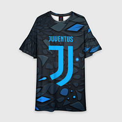 Платье клеш для девочки Juventus blue logo, цвет: 3D-принт