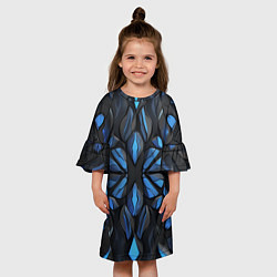 Платье клеш для девочки Синие объемные узоры, цвет: 3D-принт — фото 2