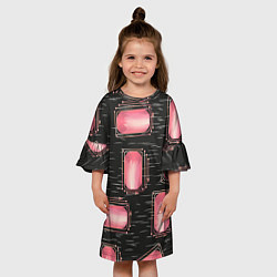 Платье клеш для девочки Прямоугольник линии и стрелки, цвет: 3D-принт — фото 2