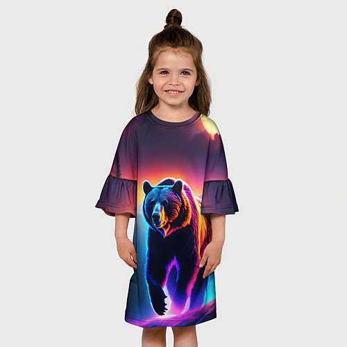 Детское платье Люминесцентный медведь гризли / 3D-принт – фото 3