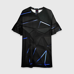 Платье клеш для девочки Black texture neon line, цвет: 3D-принт