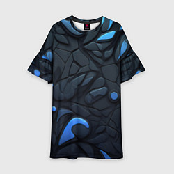 Платье клеш для девочки Blue black abstract texture, цвет: 3D-принт